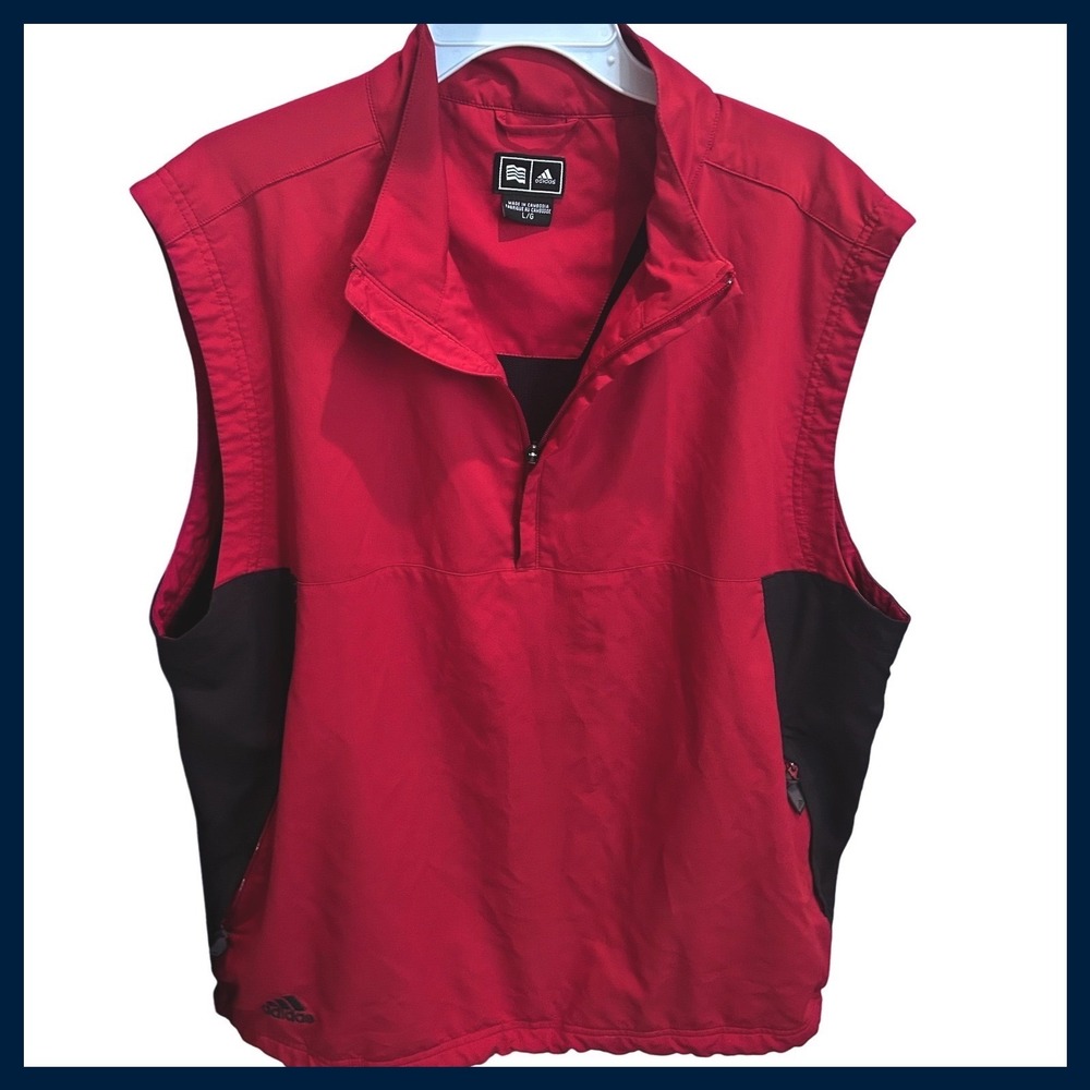 Adidas Golf Vest Men's Size L Red Black‎ Climaproof Windbreaker Sleeveless